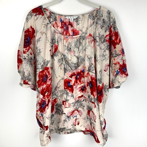 CAbi Tops - CAbi #399 Pink Floral Gypsy Silk Blouson Small